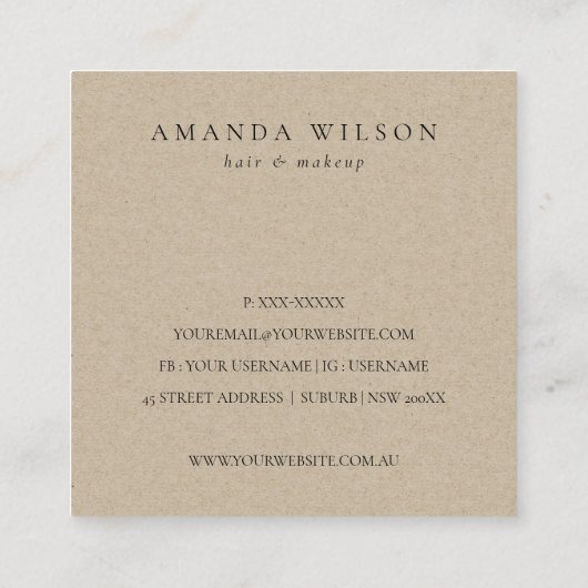 Aqua Blue Gold Beachy Hartelijk dank voor uw beste Vierkante Visitekaartje (Achterkant)