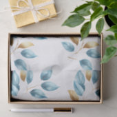 Aqua Blue Gold bladeren Tissuepapier (Geschenk)