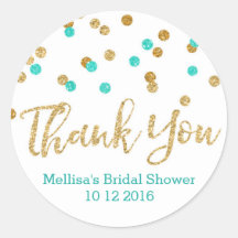 Aqua Blue Gold Confetti Vrijgezellenfeest Favor Ta