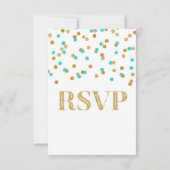 Aqua Blue Gold Confetti Wedding RSVP-kaarten RSVP Kaartje (Achterkant)