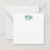 Aqua Blue Gold Floral Personal Note Kaart Notitiekaartje (Achterkant)