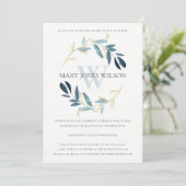 AQUA BLUE GOLD FOLIAGE WREATH SHOWER BY MAIL CARD BEDANKKAART (Staand voorkant)
