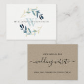 AQUA BLUE GOLD FOLIAGE WREATH WEDDING WEBSITE INFORMATIEKAARTJE (Voorkant / Achterkant)