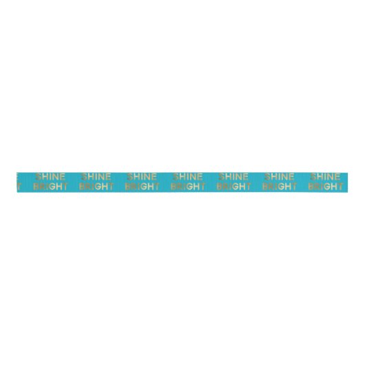 Aqua Blue Gold Glam Shine Bright Christmas Grosgrain Lint (Voorkant)
