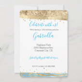 Aqua Blue Gold Glitter Confetti Animal Print Kaart (Voorkant)