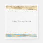 Aqua Blue Gold Glitter Confetti Animal Print Servet (Voorkant)