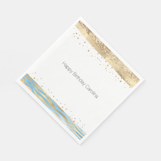 Aqua Blue Gold Glitter Confetti Animal Print Servet (Hoek)