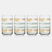 Aqua Blue Gold Glitter Confetti Zebra Animal Blikvorm Glas (Links)