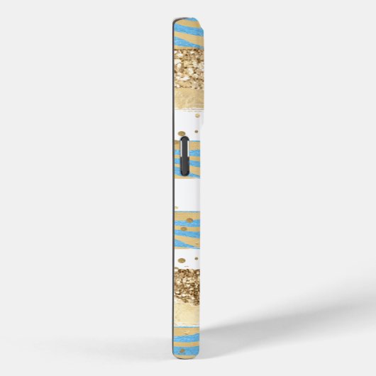 Aqua Blue Gold Glitter Confetti Zebra Animal Case-Mate iPhone Case (Achterkant / Rechts)