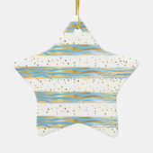 Aqua Blue Gold Glitter Confetti Zebra Animal Keramisch Ornament (Achterkant)