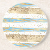 Aqua Blue Gold Glitter Confetti Zebra Animal Zandsteen Onderzetter (Voorkant)