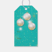Aqua Blue Gold Glitter-kerstbulten Gift Labels Cadeaulabel (Achterkant)