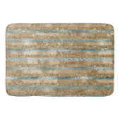 Aqua Blue Gold Glitter Leopard Print Strepen Badmat (Voorkant)