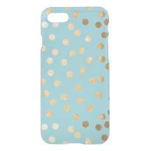 Aqua Blue Gold Glitter Stippen Clear Phone Case