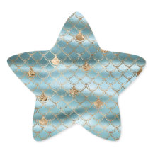 Aqua Blue Gold Glitter Zeemeermin