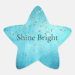 Aqua Blue Gold Glitzy Confetti Sparkle Ster Sticker