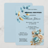  Aqua Blue Gold Ivoor Floral Vrijgezellenfeest Kaart (Voorkant / Achterkant)