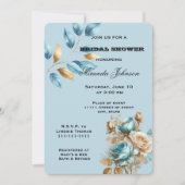  Aqua Blue Gold Ivoor Floral Vrijgezellenfeest Kaart (Voorkant)