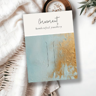 Aqua Blue Gold Oil Paint Texture Hairpin Display Visitekaartje