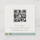 Aqua Blue Gold Oil Paint Texture Logo QR Code Vierkante Visitekaartje (Achterkant)