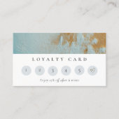 Aqua Blue Gold Oil Paint Texture Loyalty Kaart Visitekaartje (Voorkant)