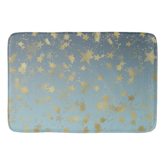 Aqua Blue Gold Ombre Sterren Badmat (Voorkant)