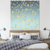 Aqua Blue Gold Ombre Sterren Canvas Afdruk (Insitu (Slaapkamer))