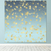 Aqua Blue Gold Ombre Sterren Canvas Afdruk (Insitu (Houten vloer))