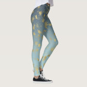 Aqua Blue Gold Ombre Sterren Leggings (Rechts)