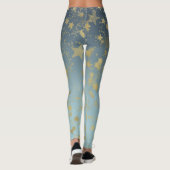 Aqua Blue Gold Ombre Sterren Leggings (Achterkant)