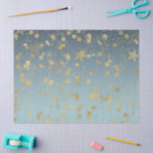 Aqua Blue Gold Ombre Sterren Tissuepapier (Craft)