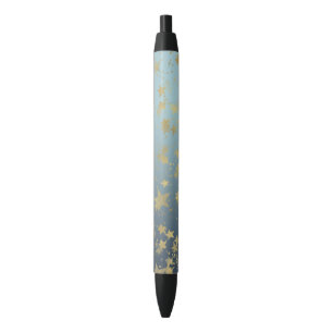 Aqua Blue Gold Ombre Sterren Zwarte Inkt Pen