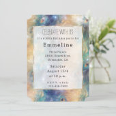 Aqua Blue Gold Peacock Feathers 50ste verjaardag Kaart (Staand voorkant)