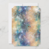 Aqua Blue Gold Peacock Feathers 50ste verjaardag Kaart (Achterkant)