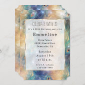 Aqua Blue Gold Peacock Feathers 50ste verjaardag Kaart (Voorkant / Achterkant)