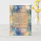 Aqua Blue Gold Peacock Forever Gedicht Kaart (Gele Bloem)