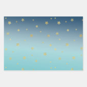 Aqua Blue Gold Stars Inpakpapier Vel (Voorkant)