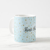 Aqua Blue Gold Stars Koffiemok (Voorkant links)