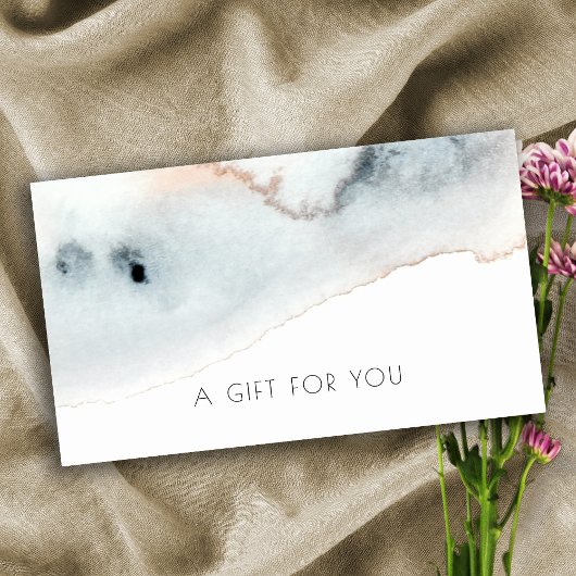 Aqua Blue Gold Waterverf Beachy Cadeaubon Visitekaartje