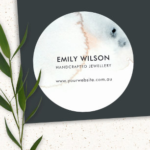 AQUA BLUE GOLD WATERVERF BRUSH EARRING DISPLAY RONDE STICKER