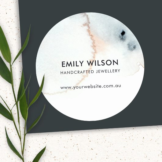 AQUA BLUE GOLD WATERVERF BRUSH EARRING DISPLAY RONDE STICKER