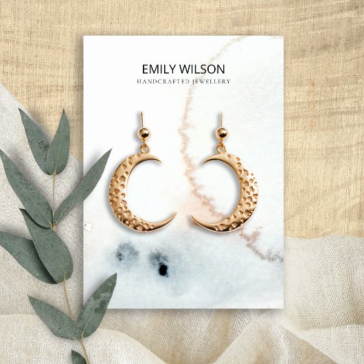 AQUA BLUE GOLD WATERVERF BRUSH EARRING DISPLAY VISITEKAARTJE