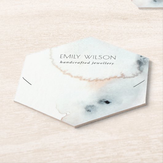 Aqua Blue Gold Waterverf Waves Ketting Display Kartonnen Onderzetters (Schuin)