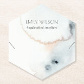 Aqua Blue Gold Waterverf Waves Ketting Display Kartonnen Onderzetters (Voorkant)