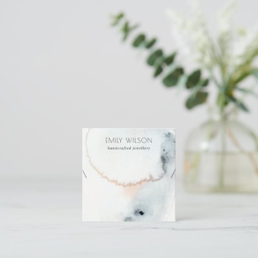 AQUA BLUE GOLD WATERVERF WAVES KETTING DISPLAY VIERKANTE VISITEKAARTJE (Staand voorkant)