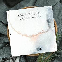 AQUA BLUE GOLD WATERVERF WAVES KETTING DISPLAY VIERKANTE VISITEKAARTJE