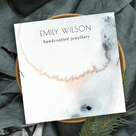 AQUA BLUE GOLD WATERVERF WAVES KETTING DISPLAY VIERKANTE VISITEKAARTJE