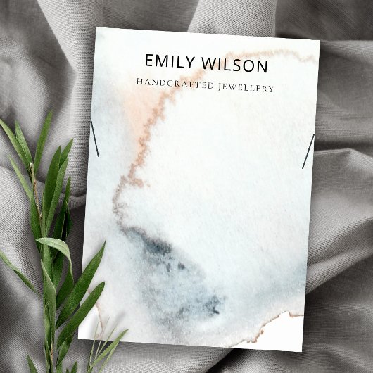 AQUA BLUE GOLD WATERVERF WAVES KETTING DISPLAY VISITEKAARTJE