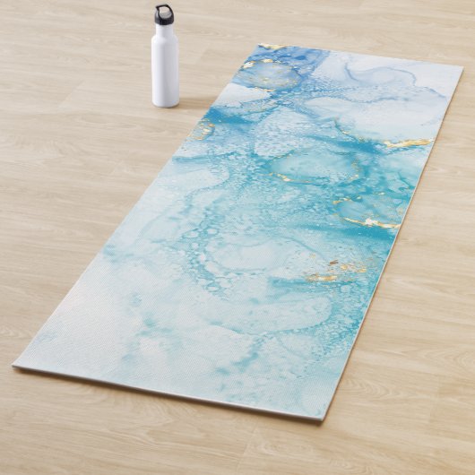 Aqua Blue Gold Waterverf Yogamat (In situ)
