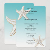 Aqua Blue Gold White Starfish Beach Vrijgezellenfe Kaart (Voorkant / Achterkant)